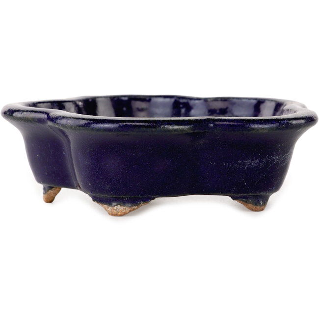 Vaso bonsai blu scuro a forma di fiore di Hattori - 112 x 112 x 35 mm