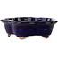 Flower-shaped dark blue bonsai pot by Hattori - 112 x 112 x 35 mm