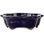 Flower-shaped dark blue bonsai pot by Hattori - 112 x 112 x 35 mm