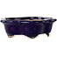 Flower-shaped dark blue bonsai pot by Hattori - 112 x 112 x 35 mm