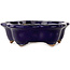 Flower-shaped dark blue bonsai pot by Hattori - 112 x 112 x 35 mm