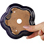 Flower-shaped dark blue bonsai pot by Hattori - 112 x 112 x 35 mm