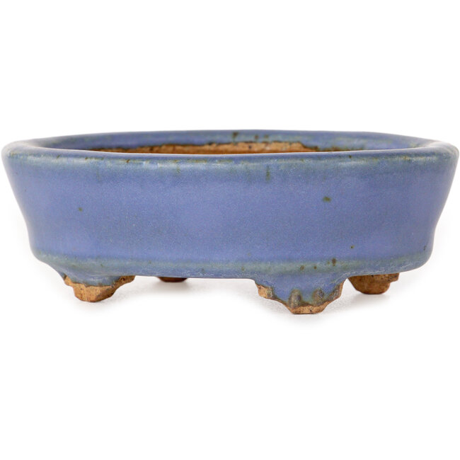 Oval light blue bonsai pot by Hattori - 95 x 72 x 32 mm