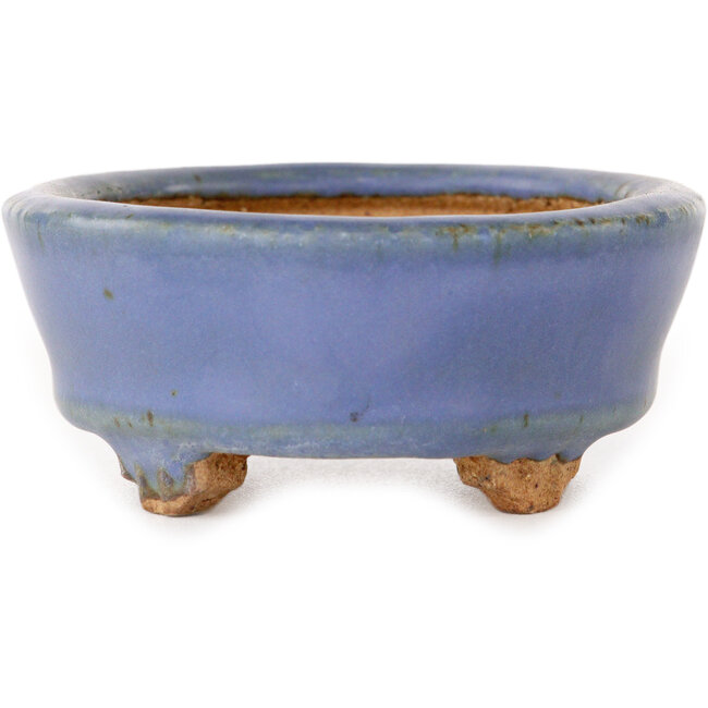 Ovaler, hellblauer Bonsai-Topf von Hattori – 95 x 72 x 32 mm