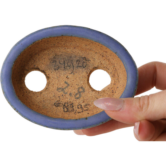 Pot à bonsaï ovale bleu clair de Hattori - 95 x 72 x 32 mm
