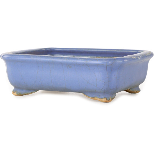 Rectangular light blue bonsai pot by Hattori - 148 x 110 x 45 mm