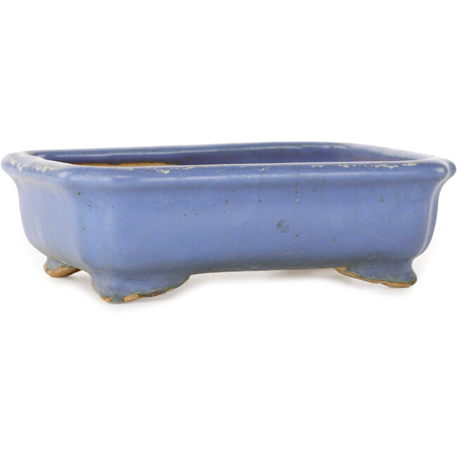Rectangular light blue bonsai pot by Hattori - 148 x 110 x 45 mm