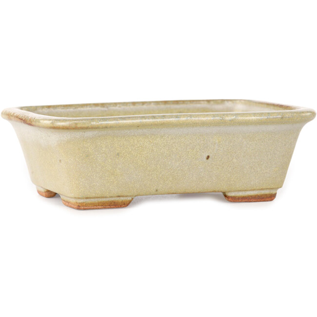 Vaso bonsai rettangolare bianco sporco di Hattori - 133 x 100 x 43 mm