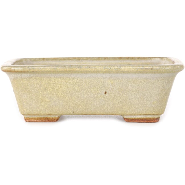 Rechthoekige, gebroken witte bonsaipot van Hattori - 133 x 100 x 43 mm