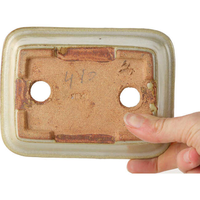 Pot à bonsaï rectangulaire blanc cassé de Hattori - 133 x 100 x 43 mm