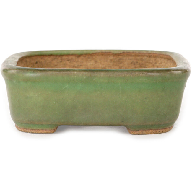 Pot à bonsaï rectangulaire vert de Hattori - 133 x 100 x 33 mm