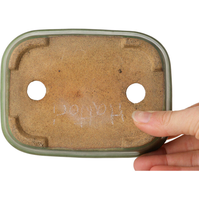 Rechthoekige groene bonsaipot van Hattori - 133 x 100 x 33 mm