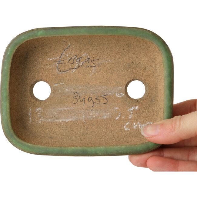 Vaso bonsai rettangolare verde di Hattori - 133 x 100 x 33 mm