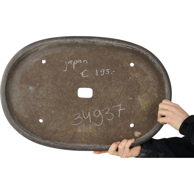 Oval unglazed bonsai pot - 545 x 365 x 45 mm