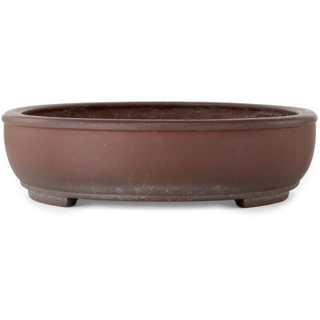 Oval unglazed bonsai pot by Yamaaki Toshio (third generation) - 505 x 423 x 107 mm
