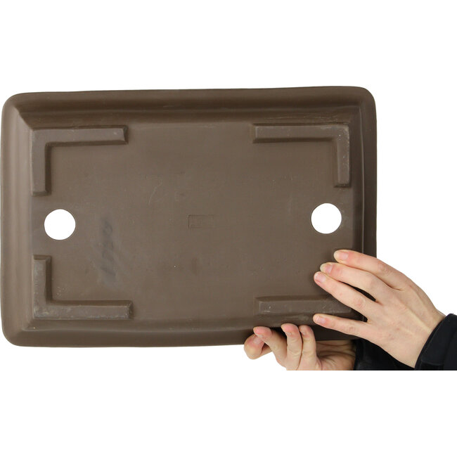 Maceta rectangular sin esmaltar para bonsái de Yamaaki Toshio (tercera generación) - 403 x 277 x 92 mm