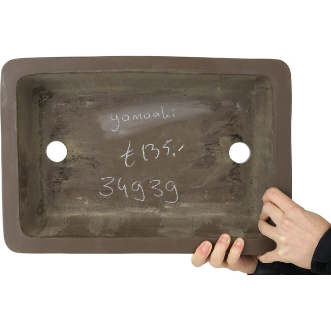 Pot à bonsaï rectangulaire non émaillé de Yamaaki Toshio (troisième génération) - 403 x 277 x 92 mm