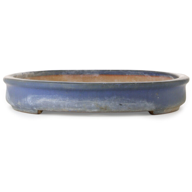 Oval blue bonsai pot by Reiho - 585 x 410 x 68 mm