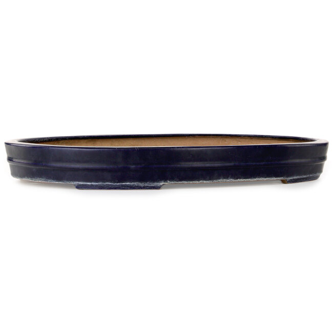 Oval blue bonsai pot by Reiho - 577 x 412 x 63 mm