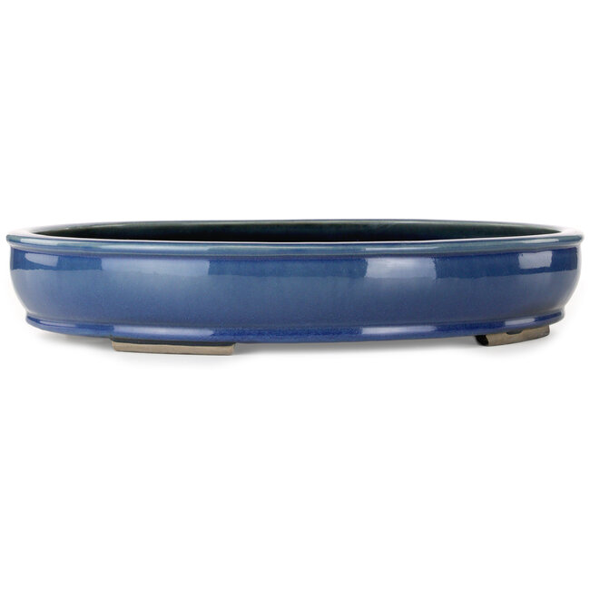 Oval blue bonsai pot - 450 x 370 x 80 mm