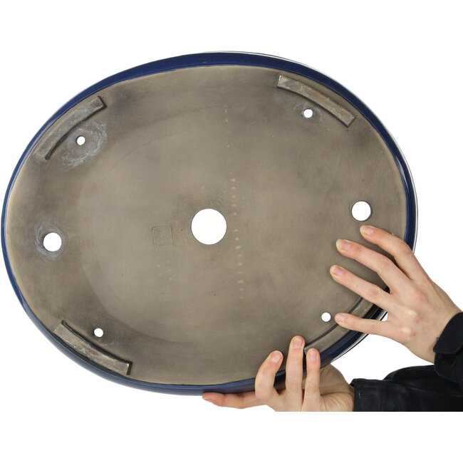 Pot ovale bleu pour bonsaï - 450 x 370 x 80 mm