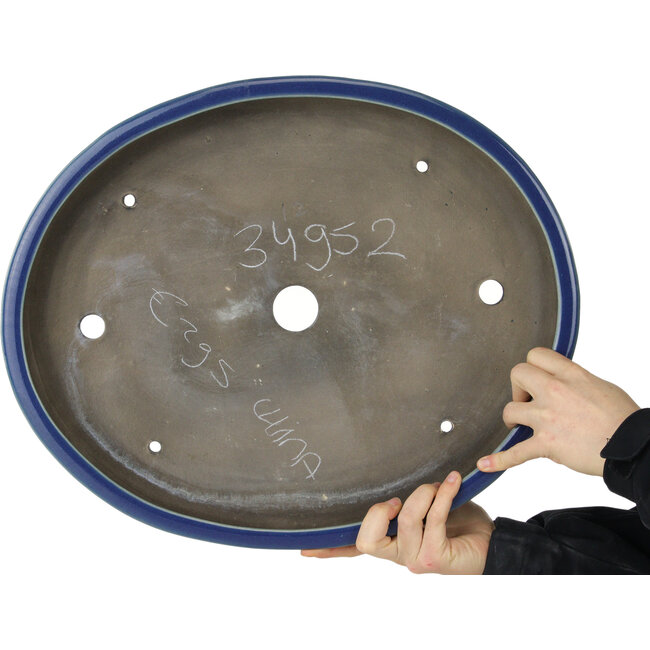 Oval blue bonsai pot - 450 x 370 x 80 mm