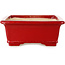 Rechthoekige rode bonsaipot van Eime Yozan - 312 x 245 x 95 mm