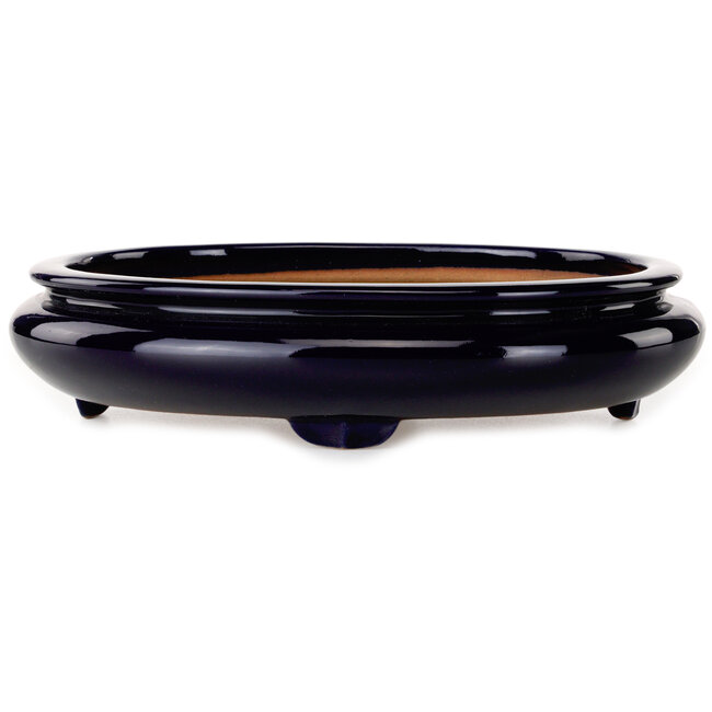 Ovale donkerblauwe bonsaipot van Reiho - 293 x 235 x 63 mm