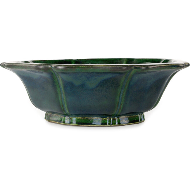 Vaso bonsai verde loto di Terahata Satomi Mazan - 347 x 347 x 110 mm