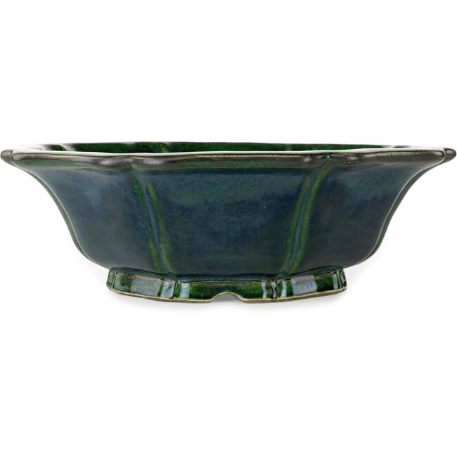 Vaso bonsai verde loto di Terahata Satomi Mazan - 347 x 347 x 110 mm