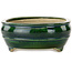 Vaso bonsai ovale verde di Terahata Satomi Mazan - 290 x 213 x 85 mm