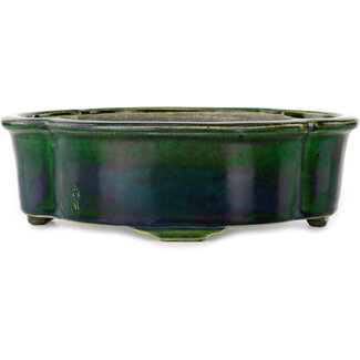  Satomi Mazan, Mazan Terahata Pot à bonsaï vert mokko 250 mm par Terahata Satomi Mazan, Tokoname, Japon