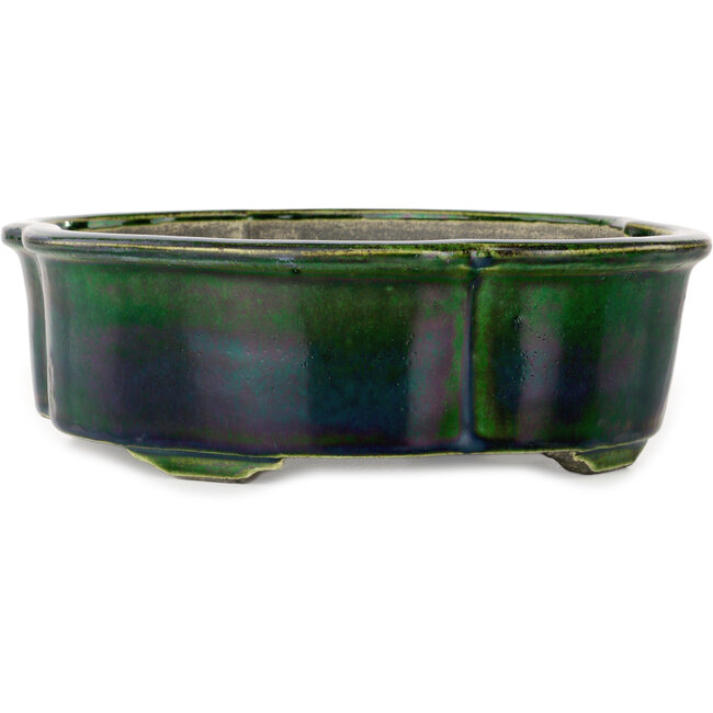 Pot à bonsaï vert Mokko par Terahata Satomi Mazan - 250 x 220 x 77 mm