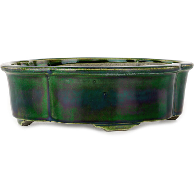 Pot à bonsaï vert Mokko par Terahata Satomi Mazan - 250 x 220 x 77 mm