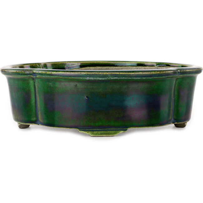 Pot à bonsaï vert Mokko par Terahata Satomi Mazan - 250 x 220 x 77 mm