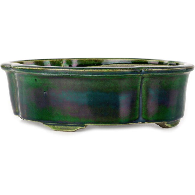 Vaso bonsai Mokko verde di Terahata Satomi Mazan - 250 x 220 x 77 mm