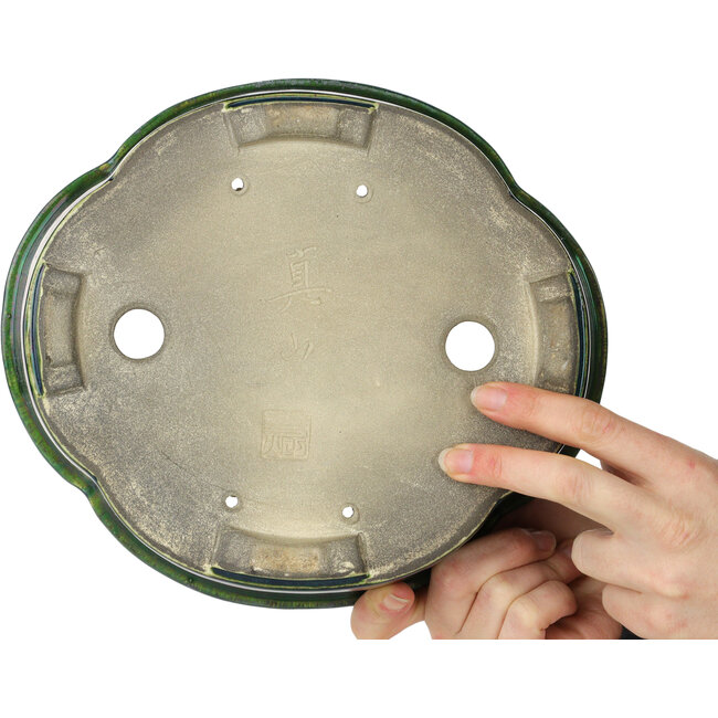 Maceta para bonsái verde Mokko de Terahata Satomi Mazan - 250 x 220 x 77 mm