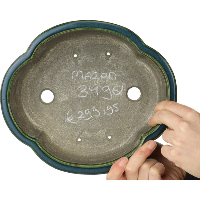 Maceta para bonsái verde Mokko de Terahata Satomi Mazan - 250 x 220 x 77 mm