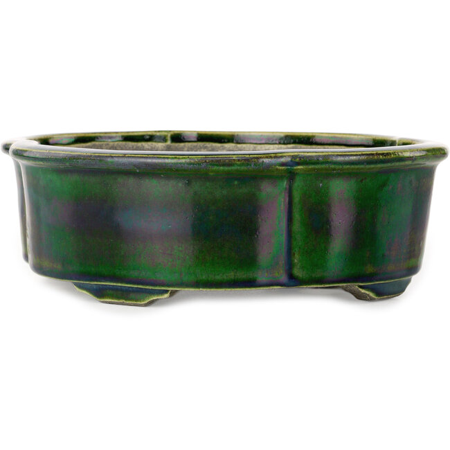 Pot à bonsaï vert Mokko par Terahata Satomi Mazan - 250 x 220 x 77 mm