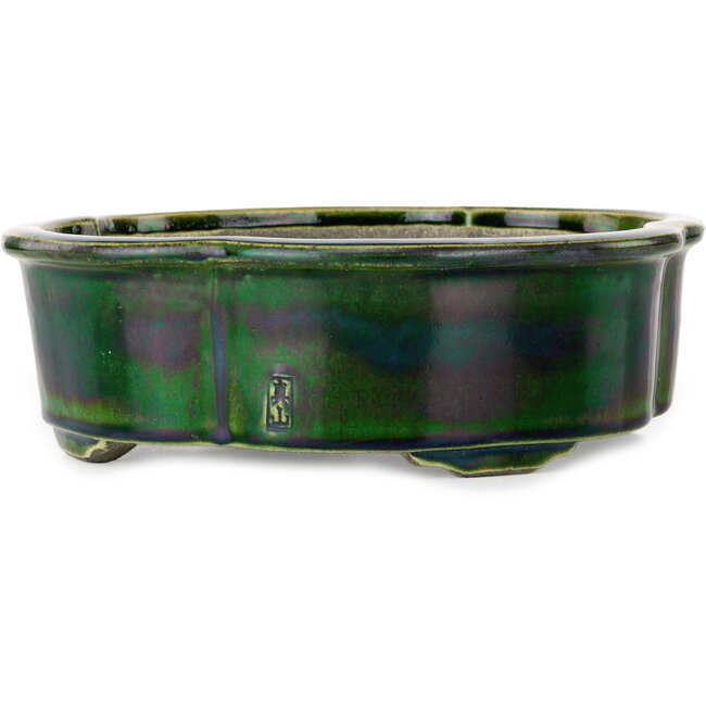 Vaso bonsai Mokko verde di Terahata Satomi Mazan - 250 x 220 x 77 mm