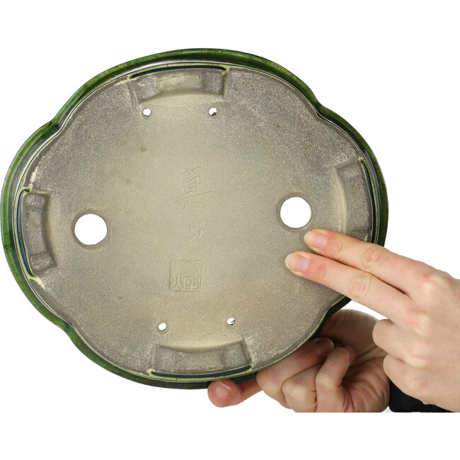 Mokko groene bonsaipot van Terahata Satomi Mazan - 250 x 220 x 77 mm