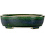 Vaso bonsai ovale verde di Terahata Satomi Mazan - 255 x 210 x 68 mm