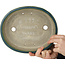 Ovale groene bonsaipot van Terahata Satomi Mazan - 255 x 210 x 68 mm