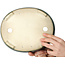 Ovaler grüner Bonsaitopf von Terahata Satomi Mazan – 255 x 210 x 68 mm