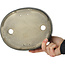 Pot à bonsaï ovale vert par Terahata Satomi Mazan - 220 x 175 x 53 mm