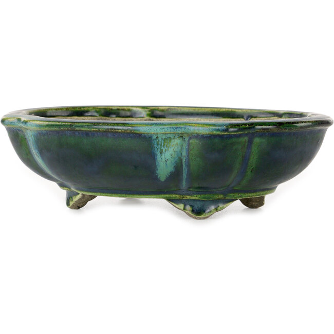 Lotusgroene bonsaipot van Terahata Satomi Mazan - 202 x 173 x 60 mm