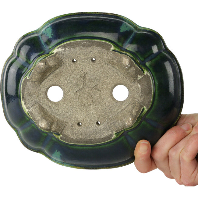 Lotusgroene bonsaipot van Terahata Satomi Mazan - 202 x 173 x 60 mm