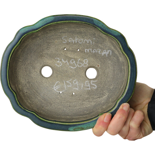 Vaso bonsai verde loto di Terahata Satomi Mazan - 202 x 173 x 60 mm