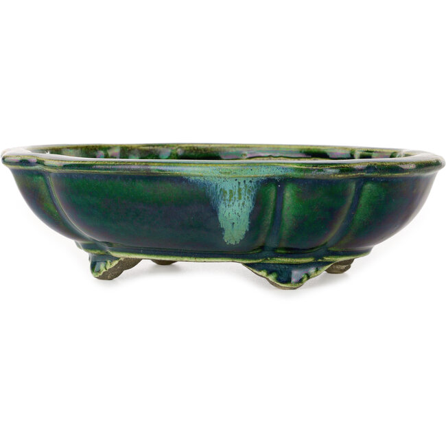 Maceta para bonsái verde loto de Terahata Satomi Mazan - 202 x 173 x 60 mm