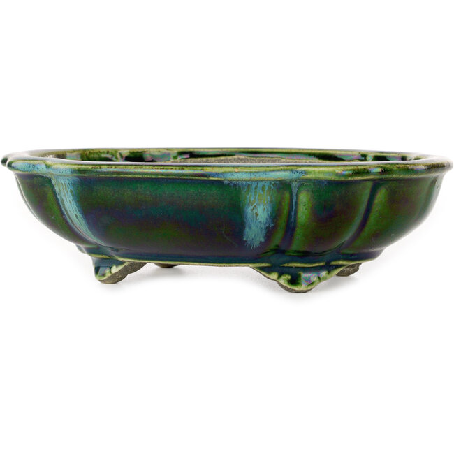 Vaso bonsai verde loto di Terahata Satomi Mazan - 202 x 173 x 60 mm